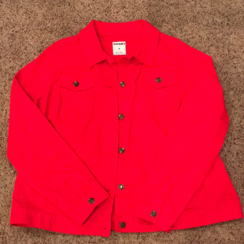 Old Navy red denim jacket 2X